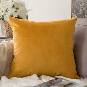 Miulee Set of 2 Gold Velvet Feel Zip Up Throw Pillow Covers 18"x18"